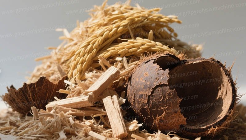 Sawdust rice husks coconut shells