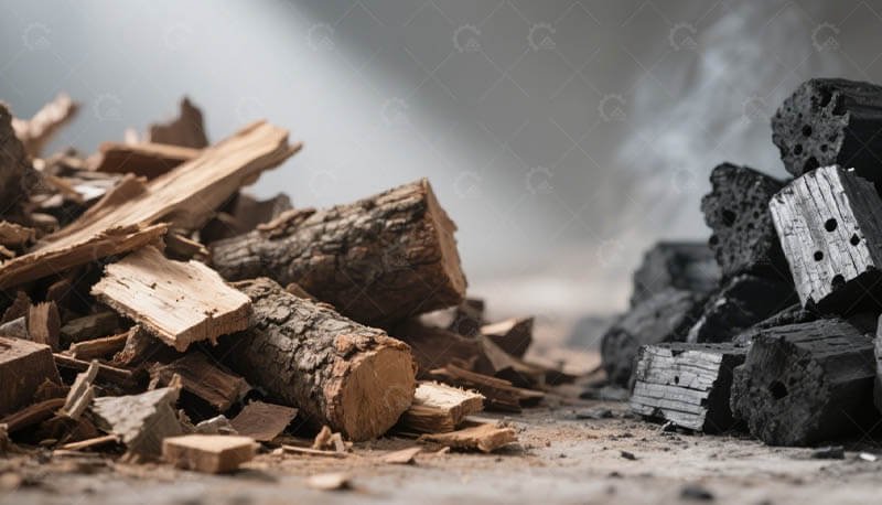 wood waste into charcoal