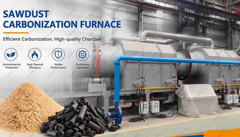 High efficient sawdust carbonization furnace
