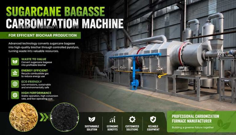 Sugarcane Bagasse Carbonization Machine for Efficient Biochar Production